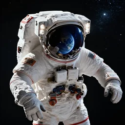 a photograph of an astronaut floating in space with reflection of an earth like planet visible in space helmet, space background, science fiction, brilliant reflections, detailed space suit, cinematic, hypermaximalist, detailed, 4 k, 8 k, breathtaking stars, surrealism, distant, concept art, digital art, sharp focus, reflections, rtx, octane render, acid pixie, trending on deviantart