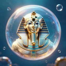 a portrait of a aquatic metal shiny glowing egyptian in heaven, circular, bubble, unreal engine, octane render, digital art.