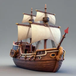 pirate ship, stylized, 3 d model, highly detailed, fantasy, concept art, cel shading, toon shading, 4 k, unreal engine, blender, artstation