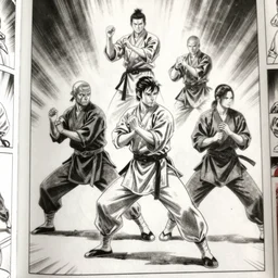 manga page depicting martial artists