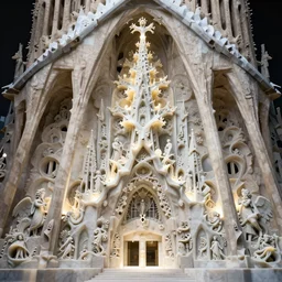 a beautiful 3 d stone carving of an intricate mandelbrot fractal cathedral populated by fractals by android jones, carved soap, white color scheme, unreal engine, volumetric lighting, dynamic lighting, bright, dramatic lighting, high contrast, carved marble, opalescent, sagrada familia arch, sacred geometry, religious, angelic, catholic punk, stark, trending on artstation