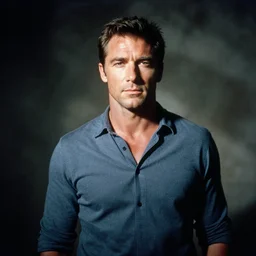 photo portrait of chiseled daniel - henney as rugged action star james - bond, shot on tri - x with a hasselblad 5 0 0, film noir, soft shadows, dark dreamy dappled light, grainy film texture, horst