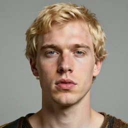 a realistic portrait of a blonde man with big lips, 1 2 0 0 bc, trending on artstation