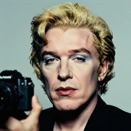 Colorized Colored Modern Portrait of Andy Warhol, taken in the 2010s, photo taken on a 2010s camera, grainy, real life, hyperrealistic, ultra realistic, realistic, highly detailed, epic, HD quality, 8k resolution, body and headshot, film still, front facing, front view, headshot and bodyshot, detailed face, very detailed face, modern portrait, modern camera, body and head are in frame, detailed face, very detailed face