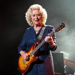 photo still of queen elizabeth on stage at vans warped tour!!!!!!!! at age 7 0 years old 7 0 years of age!!!!!!! shredding a guitar on stage, 8 k, 8 5 mm f 1. 8, studio lighting, rim light, right side key light
