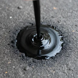 close - up of black oil on grouns