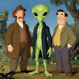 style of henri rousseau and richard scarry and hiroshi yoshida, alien, cinematic, movie character
