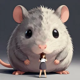 chloe bennet transforming into a giant rat, animorphs cover illustration, large hairy rat, half korean actress wearing glasses, short hair, round face, hybrid, by rutkowski, highly detailed, hd