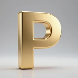 Gold and white letter P