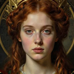 detailed realistic beautiful young medieval queen face portrait by jean delville, gustave dore, iris van herpen and marco mazzoni, art nouveau, symbolist, visionary, gothic, pre - raphaelite
