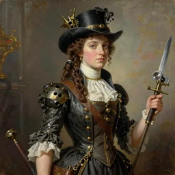marianne from the french revolution, steampunk painting, detailed