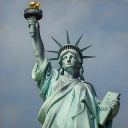grim oil painting of a destroyed statue of liberty, magali villeneuve, trending on artstation