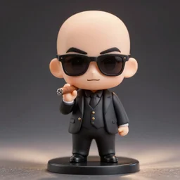 anime nendoroid of Andrew Tate, bald, with sunglasses, and cigar, fantasy, figurine