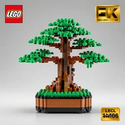 LEGO bonsai, photo studio, professional photo, lighting, commercial photo, artstation trend, 8k