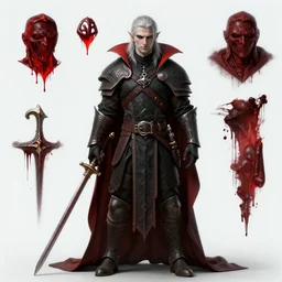 a digital art portrait of vampire witcher character design from dark souls, blood mage paladin warlock inquisition character sheet, 4 k, ultra detail, volumetric lighting, unreal engine, octane render