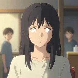 young woman, somber white eyes, gentle lighting, personal quarters, digital art by Makoto Shinkai ilya kuvshinov and Wojtek Fus, digital art, concept art,