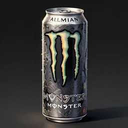 aluminian can of monster energy drink, intricate and very very beautiful and elegant, highly detailed, digital painting, artstation, concept art, illustration