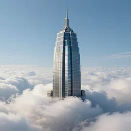 skyscraper resting on a cloud, highly detailed, trending on artstation, symbolism, surrealism, art