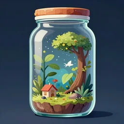 big glass jar with biosphere inside, illustration trending on Artstation