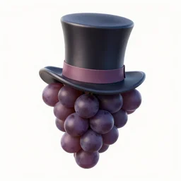 a grape wearing a top hat