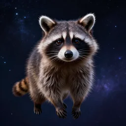 A digital concept art painting a space cosmic racoon in the stars 4K UHD image, unreal engine, space art concept