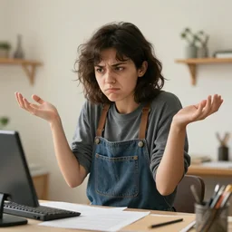 an ai artist shrugging. the ai does not care.