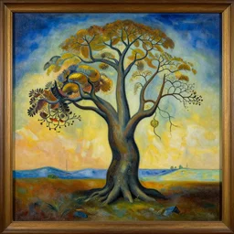 Cubism painting of a tree, masterpiece, in the style of Salvador Dalí