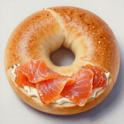 close up of bagel with lox, detailed painting 4 k
