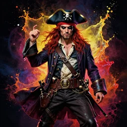 pirate romance splash art graphic design color splash high contrasting art, fantasy, highly detailed, art by greg rutkowski
