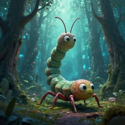 centipede monster - trees in futuristic spiritual mystical post apocalyptic forest from grand budapest, dim painterly volumetric aquatic lighting, beautiful, crisp, artstation, highly detailed
