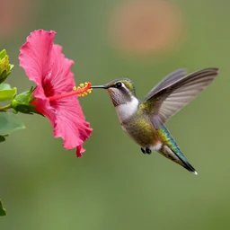 ruby throated hummingbird sipping nectar from a hibiscus flower, bokeh, national geographic award winning nature photography, macro lens, iso 2 0 0, 1 / 2 0 0 0 sec, f / 2 0, 1 8 0 mm focal length