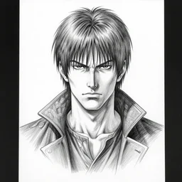 pencil sketch of griffith, berserk, highly detailed, black and white, centered, portrait