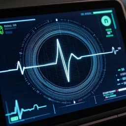 sensors, dashboard, heart beat, high detail, precise lines, angular, vector, biometric sensors, technical diagram