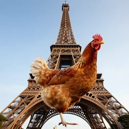 chicken on the eiffel tower
