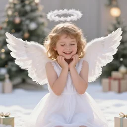 a joyful angel enjoying a holiday