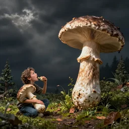 Duke Newcomb eating a mushroom and starting to think he doubled in size