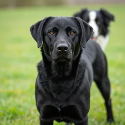 A black labrador and Australian shepherd mix breed dog