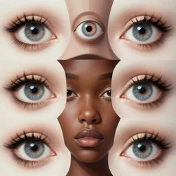 eyes!! a black girl!! with many eyes!, surreal art by colin christian and junji ito and mc escher and ian miller, faberge eyes, trypophobia! eyes, eyes everywhere, symmetry!, eyes!, homicidal eyes, ( hypnotic optical illusion )!, black white and neon, chet zar, highly detailed, infinite intricacy