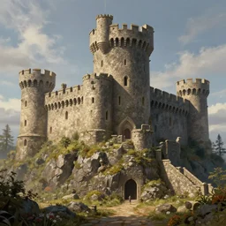 The stone castle, d&d art, fantasy, painted, 4k, high detail, sharp focus