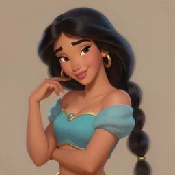 portrait of Jasmine from Aladdin, dreamy and ethereal, expressive pose, peaceful expression, elegant, highly detailed, digital painting, artstation, concept art, smooth, sharp focus, by Alberto Vargas, by Art Frahm, by gil elvgren