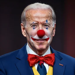 fantasy art 4 k ultra detailed realiatic hyper accurate joe biden as a liar clown red nose