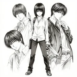 full body portrait of anime yandere holding a knife, pen and ink, intricate line drawings, by craig mullins, ruan jia, kentaro miura, greg rutkowski, loundraw
