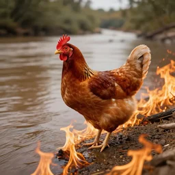 chicken at the edge of a fiery river - s 3 5 2 9 4 8 3 7 4 9