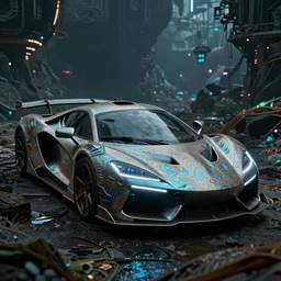 a fancy cyberpunk sports car abandoned on a alien biome, luminescent, cinematic shot, intricate, ornate, photorealistic, ultra detailed, realistic, 1 0 0 mm, photography, octane, high definition, depth of field, bokeh, 8 k, behance, artstation