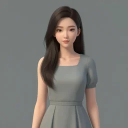 Asian woman wearing a dress, ArtStation trending, detailed, digital art, calm colors