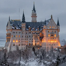 panoramic shot of a beautifu ancient castle, eye fire, snow glow, snowfall, highly detailed, digital painting, artstation, sharp focus, illustration, art by tan zi and ayanamikodon and alphonse mucha and wlop