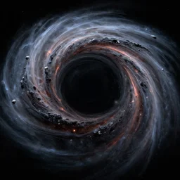 super massive blackhole, descriptive realism, style of lucien rudaux, chesley bonestell, intense detail, hyperealism, 3 d 8 k