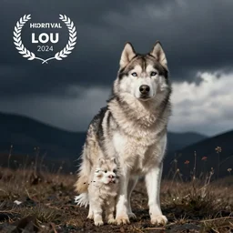 a husky dog with the little Lulu