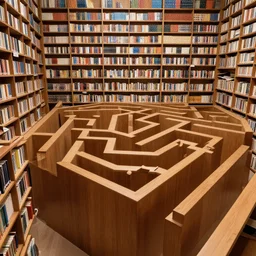 maze with walls formed by bookshelves