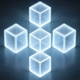 escher style pattern of three point perspective, 3 6 0 panorama fluorescent cubes with blure